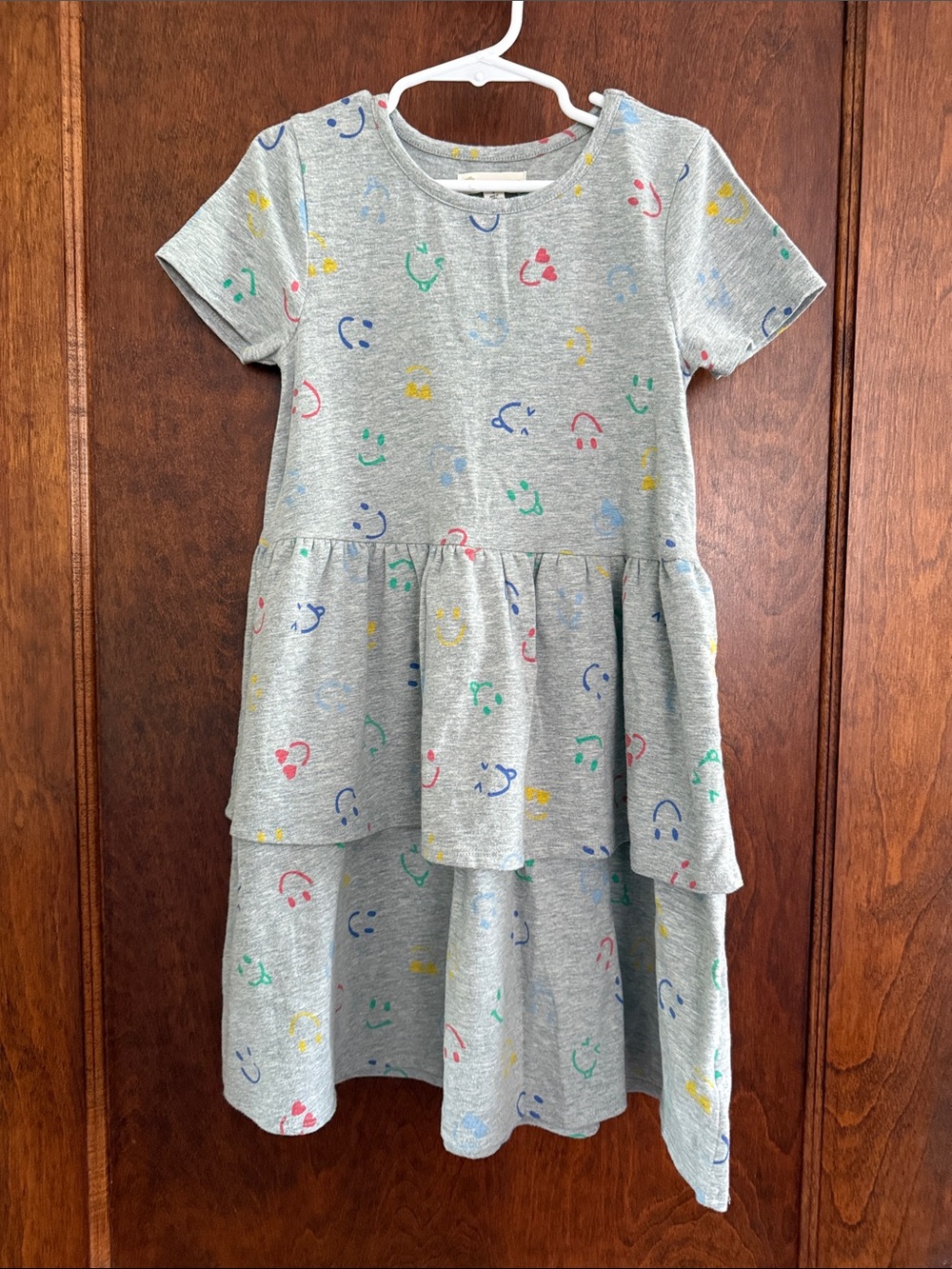 Tucker + Tate Gray Tiered Dress with Multicolor Smiley Print